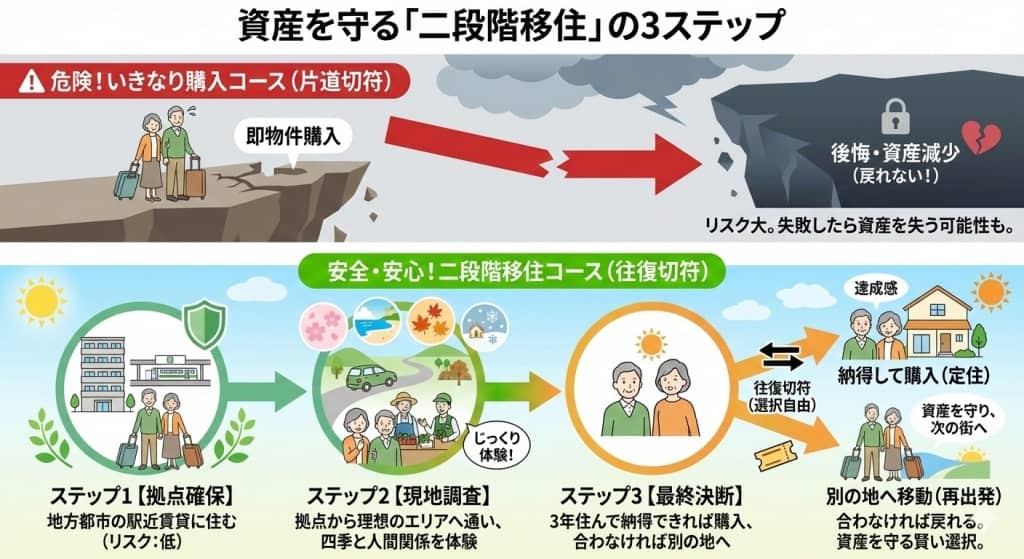 二段階移住のステップ図解